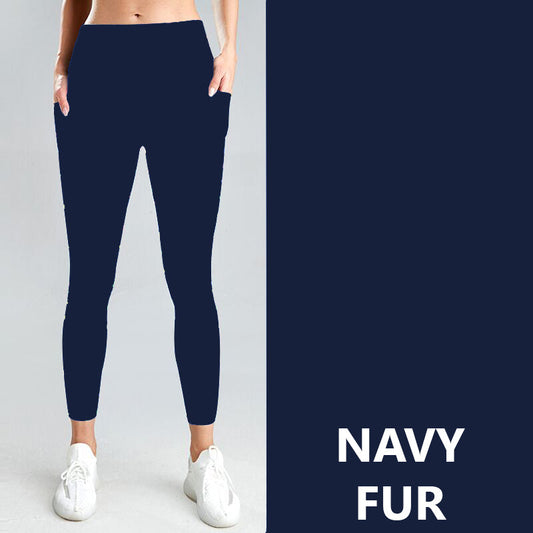 Navy Fur Leggings PREORDER B107